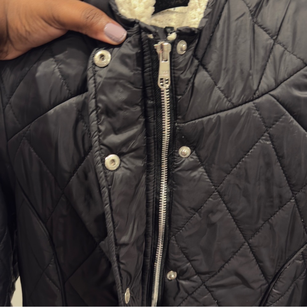 Steve Madden Black Hooded Winter Parker Coat Jacket Women Size M - Picture 10 of 16